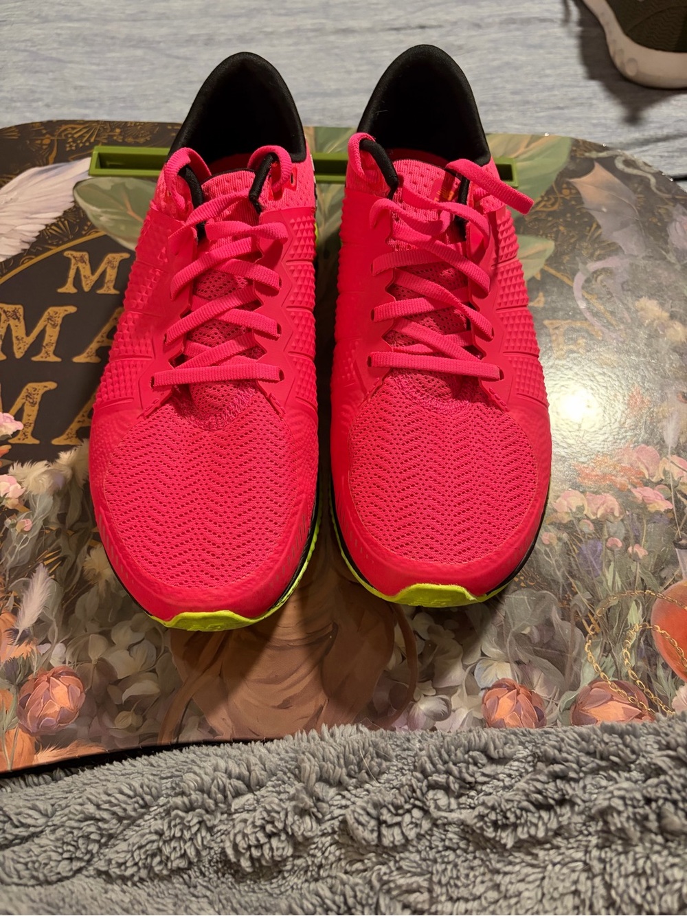 New Balance Bright Pink Athletic Running Shoes with Neon Green Accents